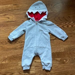 Infant Shark One Piece Hooded Sweatsuit